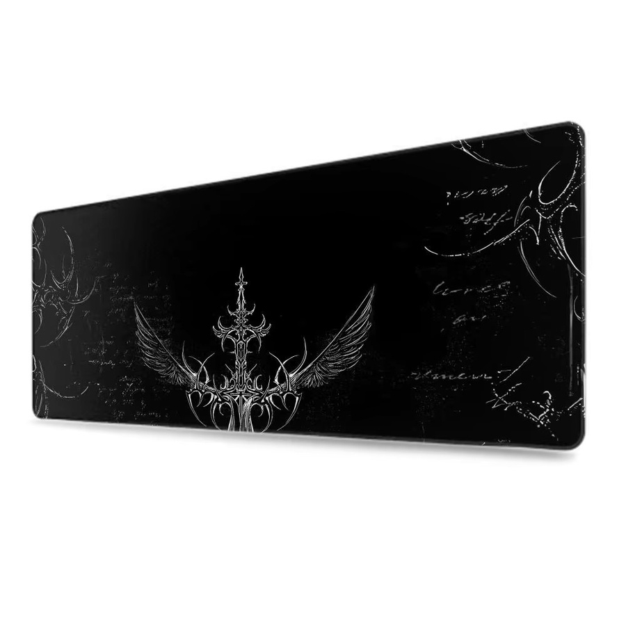 HYBXAXC XXL Mauspad mit gotischem Schwertkunst-Design in Schwarz, rutschfestes Gummi-Mauspad für Computer und Tastatur - Bild 7