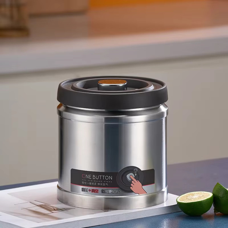 CHANSUNRUN Vakuumversiegelter Vorratsbehälter aus Edelstahl und Glas in Silber, luftdichter Behälter für Kaffeebohnen und Lebensmittel, 0,75 l - Bild 4