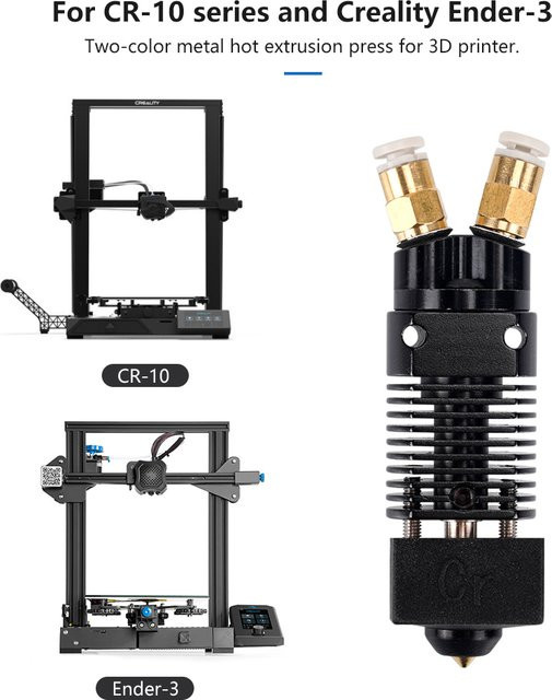 Reorcxe 2-in-1 J-Kopf Hot End Extruder für zweifarbigen FDM-Druck, kompatibel mit CR10 Serie und Ender 3 3D-Druckern - Bild 1