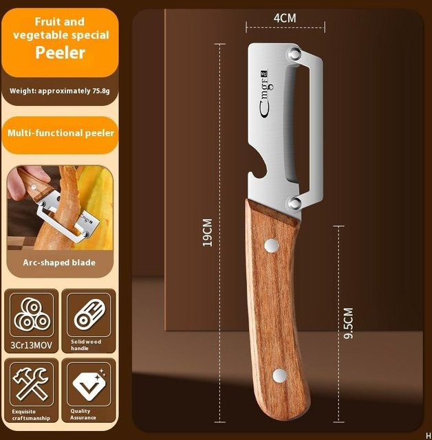 Home Whispers Edelstahlschäler mit Holzgriff in Orange und Silber - Bild 1