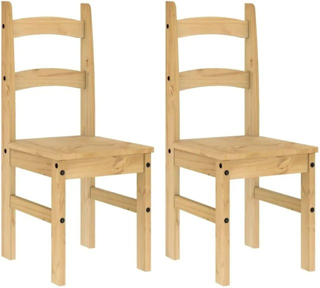 vidaXL Essstühle 2er Set aus Kiefernholz in Braun, B/T/H: 40 x 46 x 99 cm - Bild 1