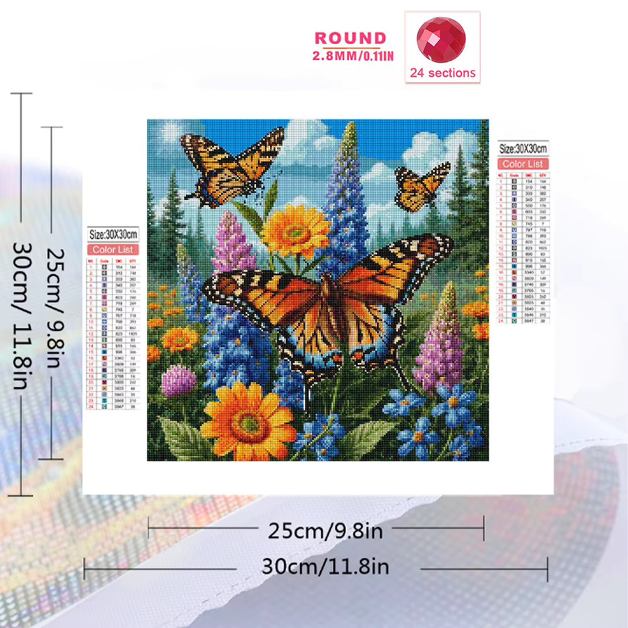 EverShine Diamantmalerei Schmetterling und Blumen DIY Mosaik-Stickerei für Anfänger, Multicolour, B/H: 20 x 20 cm - Bild 2