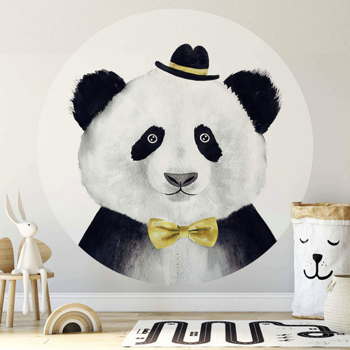 K&L Wall Art Runde Vliestapete Pandabär Panda Teddy Bär, mehrfarbig, matt - Bild 2