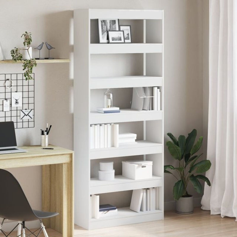 Modernes Bücherregal von vidaxl in Weiß aus Holzwerkstoff, B/T/H: 80 x 30 x 198 cm - Bild 1