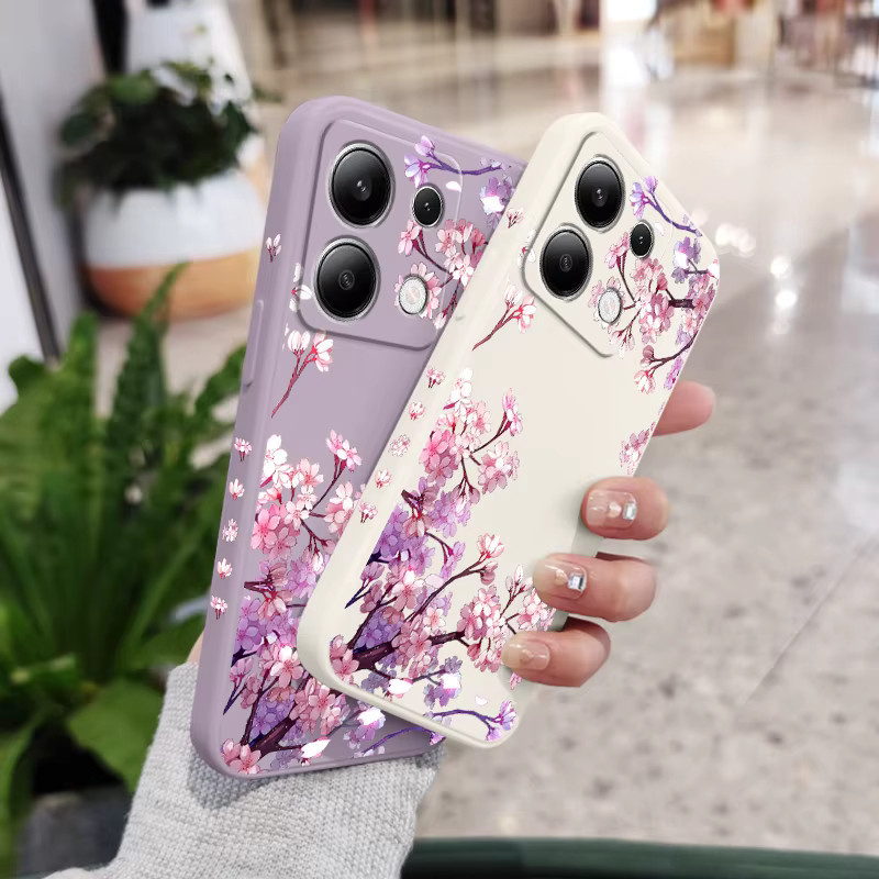 Xiaomi Handyhülle mit Blumenmuster aus Flüssigsilikon in Blau für Redmi Note 14 13 12 12S 11 11S 10 10S 9 9S Pro Plus 4G 5G - Bild 3