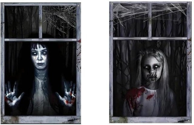 Lulou Halloween Fensterabdeckung 2 Stück, Schwarz, Textil, B/H: 80 x 120 cm - Bild 1