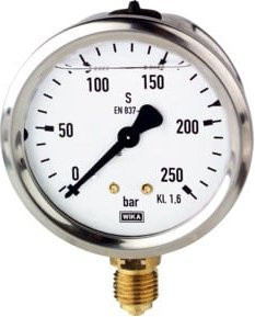 Riegler Glyzerinmanometer aus CrNi-Stahl in Silber, G 1/4 unten, Messbereich 0 - 600,0 bar, Durchmesser: 6,3 cm - Bild 1