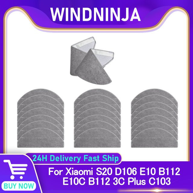 WINDNINJA Waschbare Wischmopp-Tücher in Grau für Xiaomi S20 E12 E10 D106 E10C B112 3C Plus C103 3C Enhanced Saugroboter Ersatzteile - Bild 1