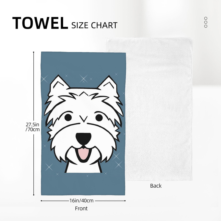 Schnelltrocknendes Baumwollhandtuch für West Highland Terrier in Blau, B: 30 cm, H: 60 cm - Bild 2