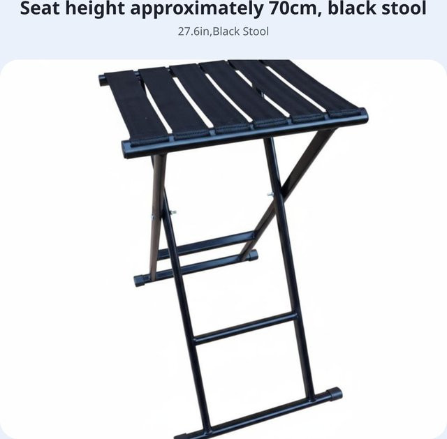 Faltbarer Klapphocker von Binchi Outdoor Product in Schwarz mit Metallrahmen und Anti-Rutsch-Füßen für Angler - Bild 1