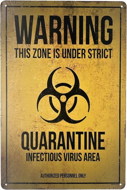 RUIYUXIN R Metallschild Warnung Quarantänezone Infektionsbereich Vintage Wandtafel Gelb B: 20,0 cm, H: 14,0 cm - Bild 1