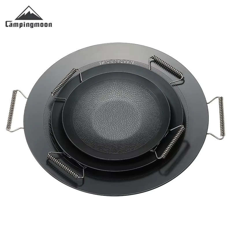 CAMPINGMOON GRW-45F Antihaft-Grillplatte aus emailliertem Stahl in Schwarz, faltbare dreischichtige Bratpfanne für Camping und Küche - Bild 4