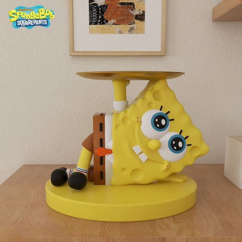 SpongeBob Schwammkopf Statue von Potdemiel in Gelb mit Aufbewahrungsplatte als Deko-Ornament für deinen Schreibtisch oder deine Veranda - Bild 1