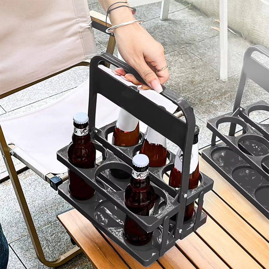 APWIKOGER Tragbarer Getränketräger mit Griff, faltbarer Getränkehalter für Bier und Kaffee, Schwarz - Bild 3