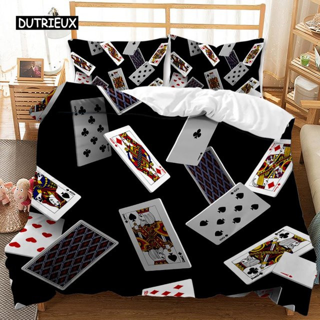 Poker Bettwäsche Set mit Kartenspiel Motiv von Binchi Outdoor Product, Schwarz, B/H: 140 x 200 cm - Bild 1