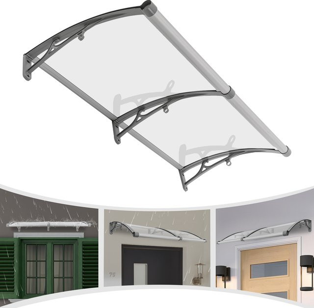 Bymaocar Transparentes Bogenförmiges Regenschutzdach aus Aluminiumlegierung mit UV- und Schneeschutz, B/H: 120 x 60 cm - Bild 1