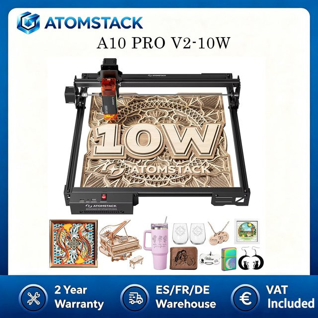 Atomstack A10 Pro V2 Lasergravurmaschine mit Hochpräzisions-Gravur und Laserschneider für Acryl und Holz mit APP-Steuerung und Sicherheitsschutzsystem, Arbeitsbereich: B: 41 cm, T: 38 cm - Bild 1