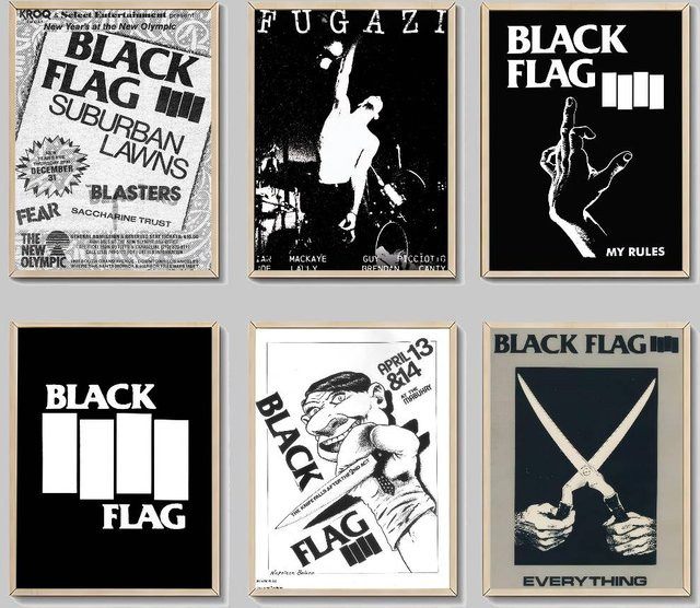 Vintage Punk Black Flag Band Poster in Schwarz als Retro-Wanddekoration aus Papier - Bild 1