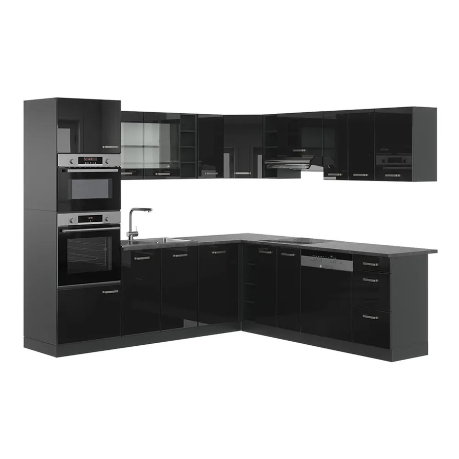 Vicco R-Line Eckküche modern in Anthrazit und Schwarz mit Hochglanz-Finish - Bild 3