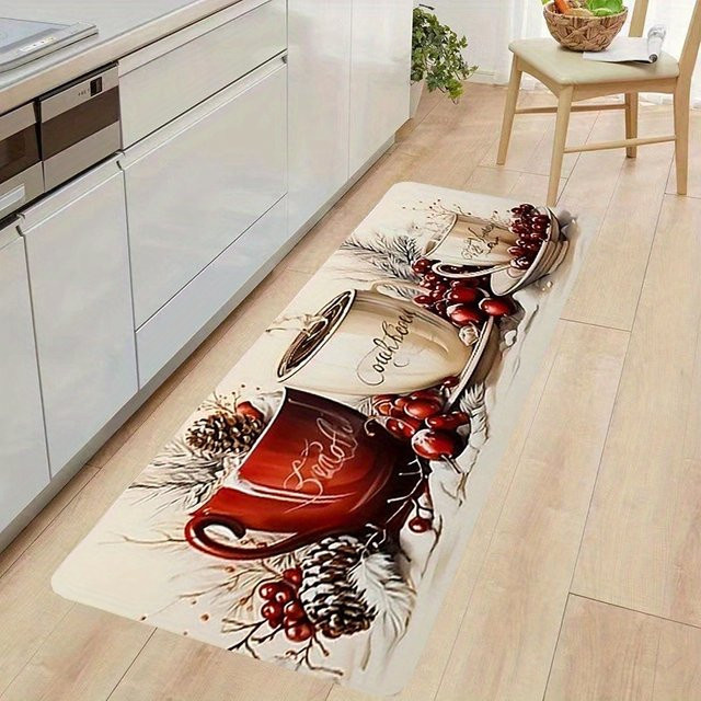 VIKAMA Flanellteppich mit Herbstdekor und Kerzendesign für Küche, Bad, Esszimmer und Eingangsbereich, Mehrfarbig, B/T/H: 40 x 40 x 3 cm - Bild 1