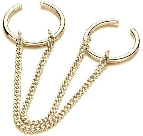 Schmuck-Set Doppelring und Kette, Eisenlegierung, Gold, Damen, Vintage - Bild 1