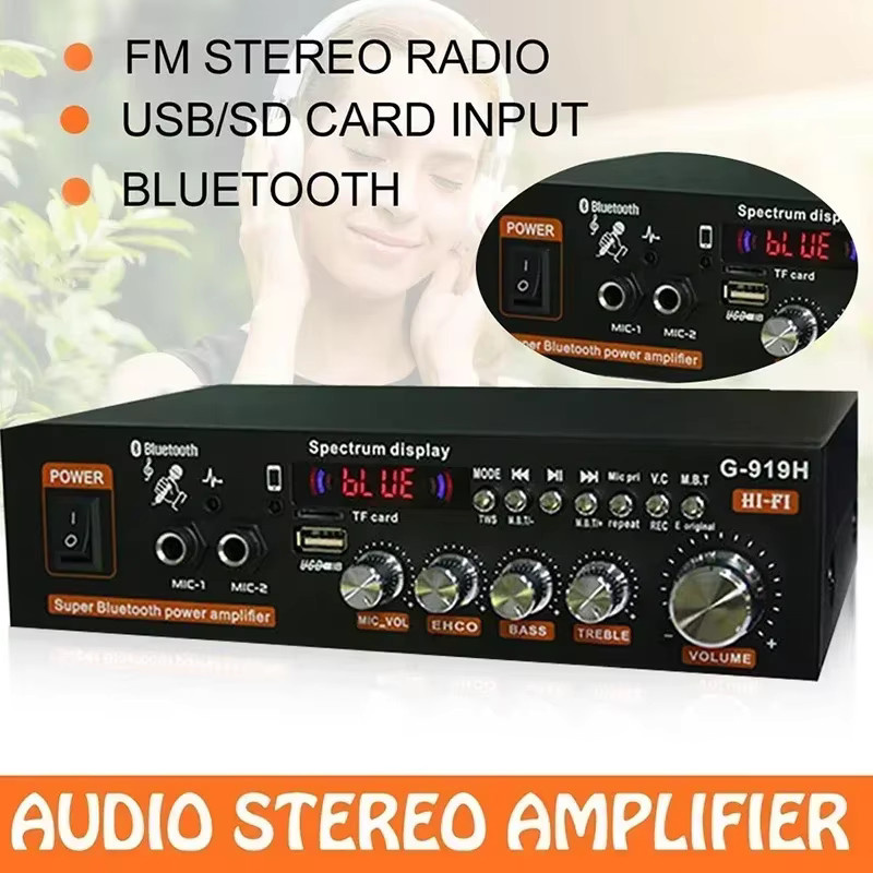Luxuglow G30 G-919H Home Power Verstärker mit 1000W, Bluetooth, FM und USB, Schwarz - Bild 2