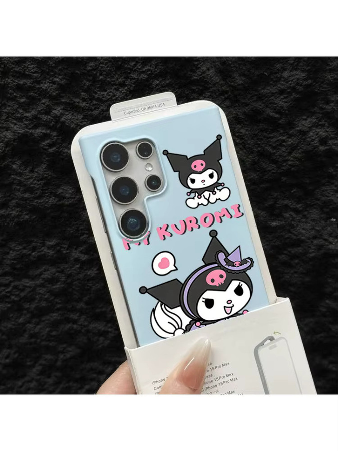 Sanrio Kuromi und Cinnamoroll Rahmenlose Handyhülle für iPhone, Stoßfeste und Ultradünne Schutzhülle in Grau - Bild 3