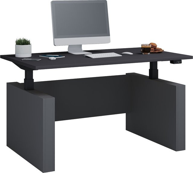 VCM Elektrisch höhenverstellbarer Schreibtisch Salia, Schwarz, B/T: 138 x 80 cm, Höhe: 71-120 cm - Bild 1