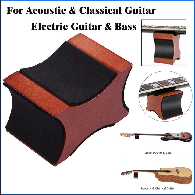 YOUYAN Professionelles Gitarrenhals-Stützkissen aus Holz mit 2-stufiger Höhenverstellung für die Reparatur von Gitarren, Geigen und Ukulelen in Braun und Rot - Bild 1
