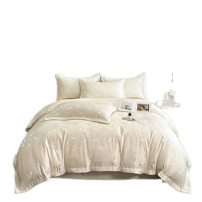 TrendVibeCN Tencel Jacquard Bettwäsche-Set mit Schleifendesign, 4-teilig, Bettbezug B: 240 cm, H: 220 cm - Bild 2