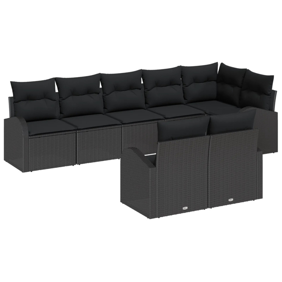 vidaXL Garten-Sofa-Set aus Polyrattan und Stahl in Schwarz mit 8-teiliger Polsterung und Kissen - Bild 2