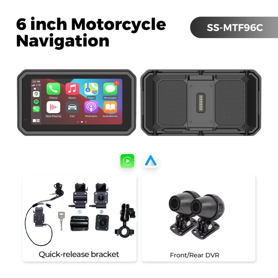 MEKEDE 6 Zoll Motorrad-Navigationssystem mit HD-Touchscreen, IP67 wasserdicht, Dual-Band WLAN, CarPlay und Android Auto, Schwarz - Bild 5