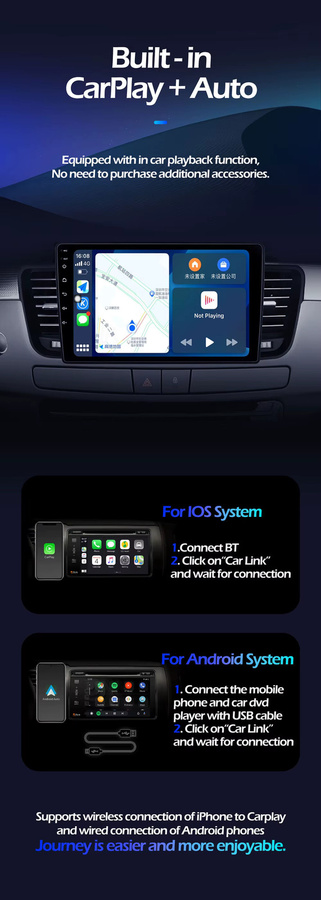 CUCU-NAVI Android Auto Multimedia Stereo Player mit GPS Navigation und Carplay für Volvo XC70 V70 S60 2004-2009 in Schwarz - Bild 2