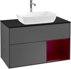 V&B Waschtischunterschrank Finion 100 Wandbeleuchtung in Anthrazit lackiert, Breite: 100 cm, Höhe: 50,1 cm, Tiefe: 50,1 cm - Bild 1