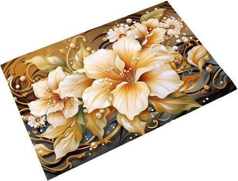 Yousheng Fußmatte mit 3D Blumenmuster in Beige, rutschfest und schnelltrocknend, B/T: 60 x 40 cm - Bild 1