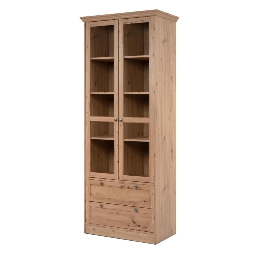 Furn.Design Vitrine Rubik aus Eiche Artisan in Braun mit Glastüren und viel Stauraum, B/T/H: 80 x 45 x 200 cm - Bild 2