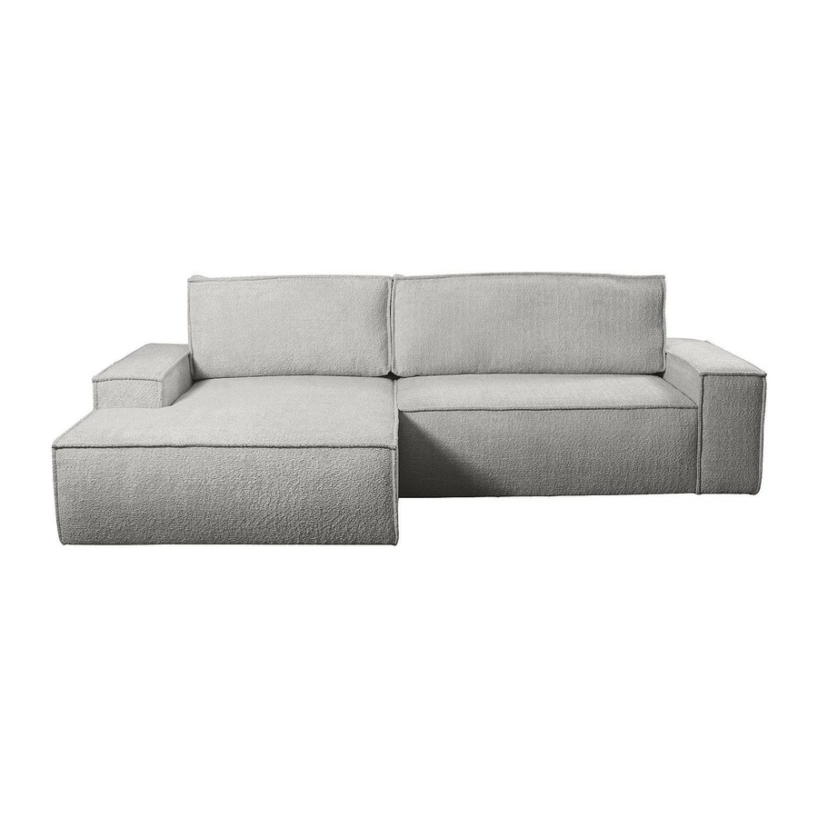 Vente-unique Schlafsofa Amelia in Grau mit L-Form und Bouclé-Stoff, Breite: 267 cm - Bild 2
