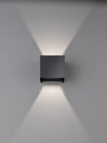 Fischer & Honsel LED-Wandleuchte Wall Eckig Schwarz Matt Metall Up-Down IP44 - Bild 2