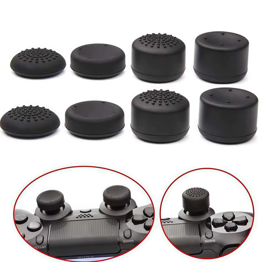 Gryan 8 Stück Silikon Analog-Stick-Griffkappen in Schwarz für PS4, PS5, Switch Pro und Xbox Controller - Bild 1