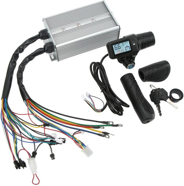 Nensit Bürstenloser Motorcontroller-Set mit Gasgriff, LCD-Panel und Schloss für Elektrofahrräder, 1500W, 36V/48V, Schwarz - Bild 1