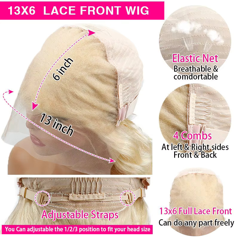 Lucasar Blonde Lace-Front-Perücke aus Echthaar, 200er Dichte, Damen - Bild 5