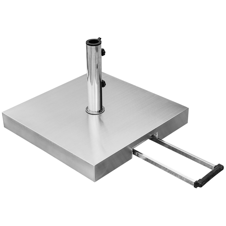 Anndora Sonnenschirmständer quadratisch mit Rollen und Handgriff, Farbe Silber, 55 kg, inklusive Edelstahlhaube und Adapterringen für Stamm bis max. 48 mm - Bild 1