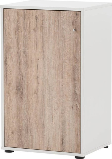 Möbelpartner Midischrank Serie 400 Küchenschrank in Perlweiß mit Wildeiche Optik Nachbildung, B/H/T: 50,9 x 83,6 x 41 cm - Bild 1