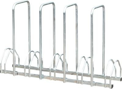 Bügelparker Mottez B131AR aus Stahlrohr in Silber, 2-seitig mit Diebstahlsicherung für bis zu 5 Fahrräder, B/T/H: 132 x 33 x 83 cm - Bild 1