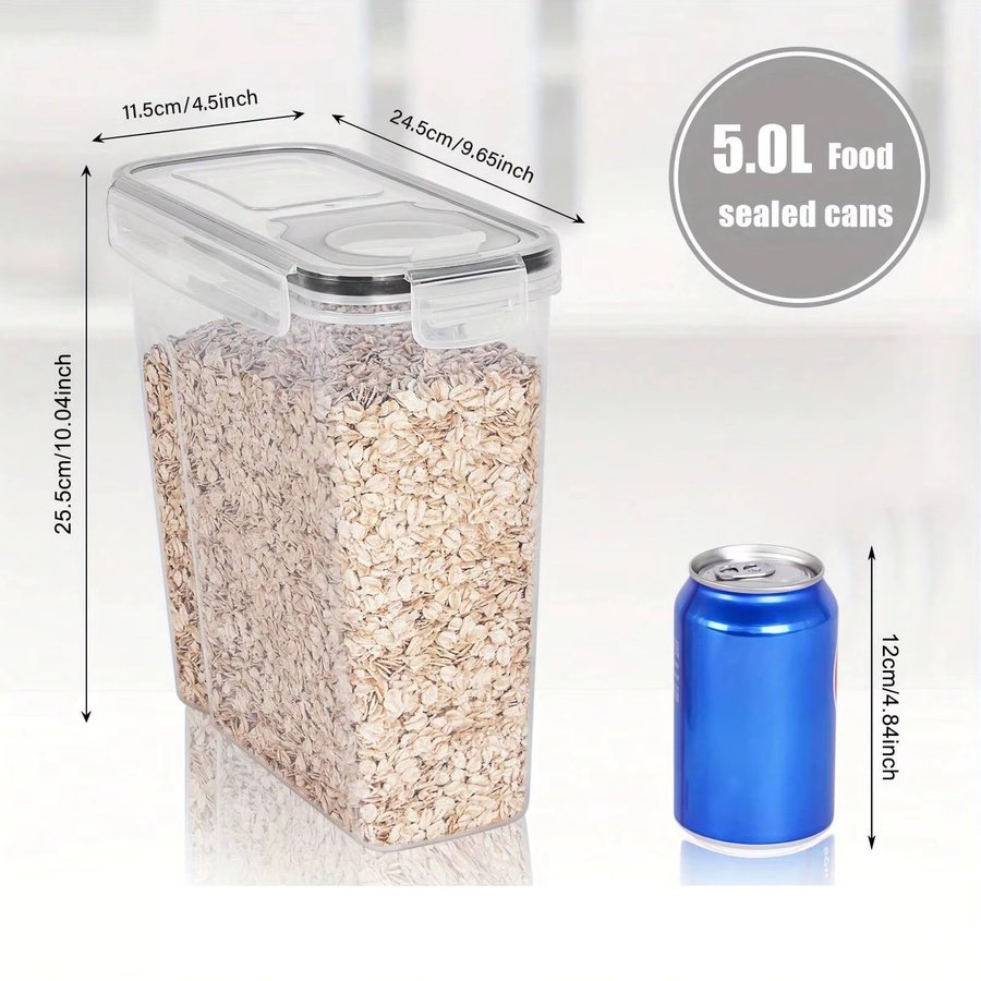 2/3-teiliges Getreidebehälter-Aufbewahrungsset aus Kunststoff, transparent, 5 l Füllmenge - Bild 2