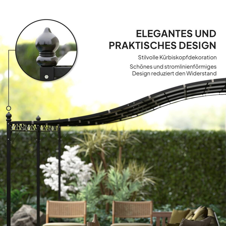 Outsunny Anbaupavillon aus Polyester in Dunkelgrau, Wandmontage, B/H/L: 298 x 253 x 491 cm - Bild 4