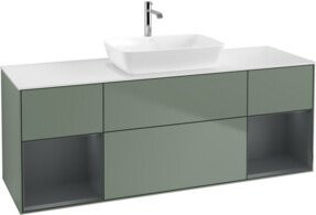 V&B Waschtischunterschrank Finion in Lackoptik mit mitteldarem Regal, Breite: 160 cm, Tiefe: 50,1 cm - Bild 1