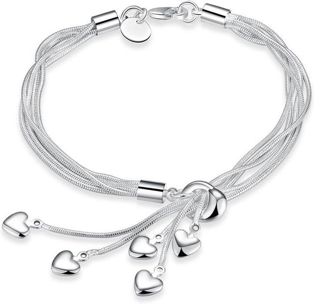 Allbestart Armband, Silber überzogen, Fünf Herzen, Damen, weiß - Bild 1