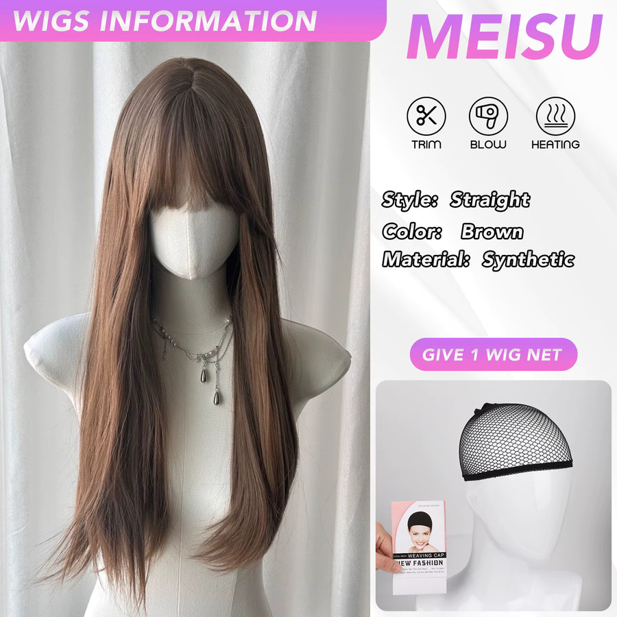 MEISU Perücke, 26 Zoll, braun, glatt, synthetische Fasern, Damen - Bild 2