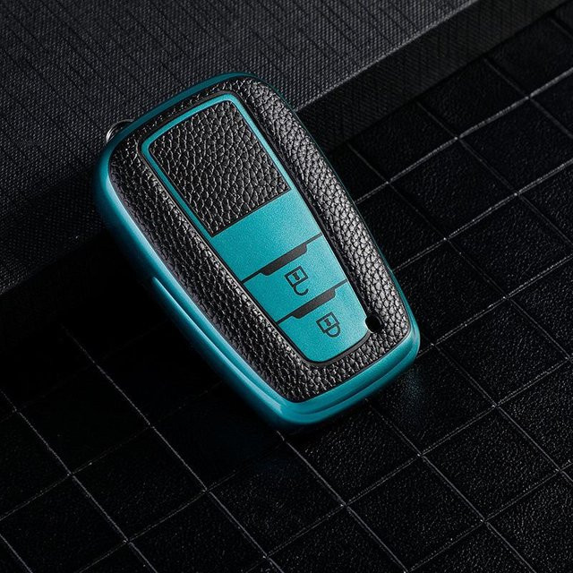 Leder TPU Autofernschlüssel Abdeckung für Toyota Camry RAV4 Prius CHR C-HR Avalon Corolla Land Cruiser Prado, 2 Buttons, Grün - Bild 1